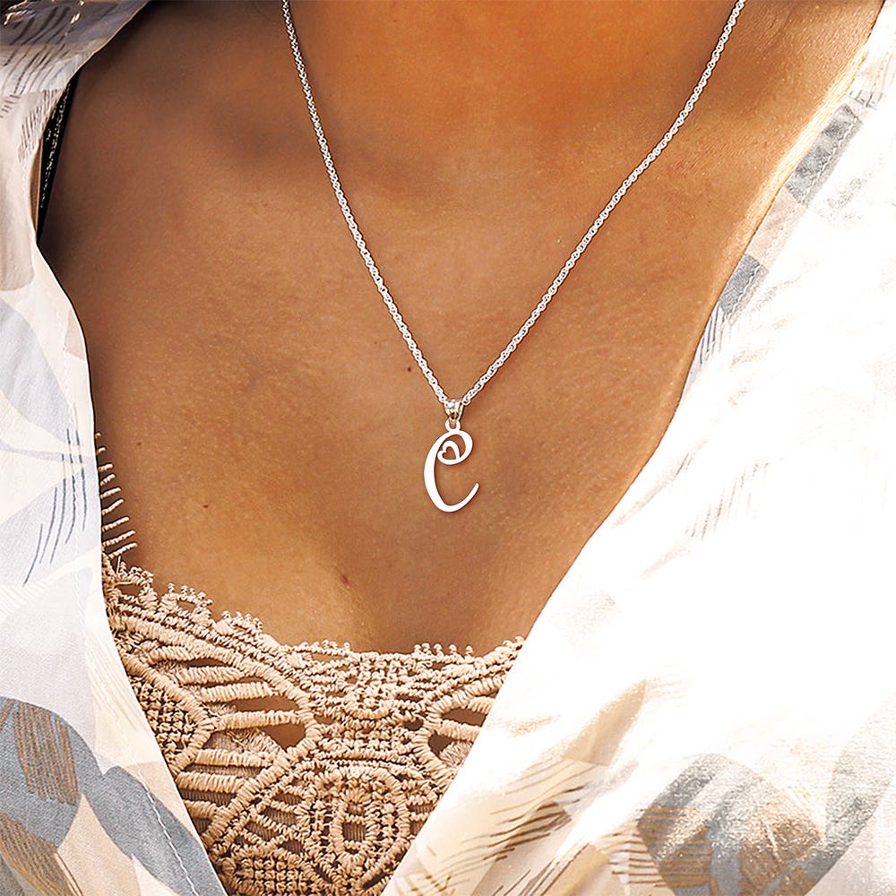 Initial Necklace w/Tiny Heart Custom Necklace With 18 inch chain