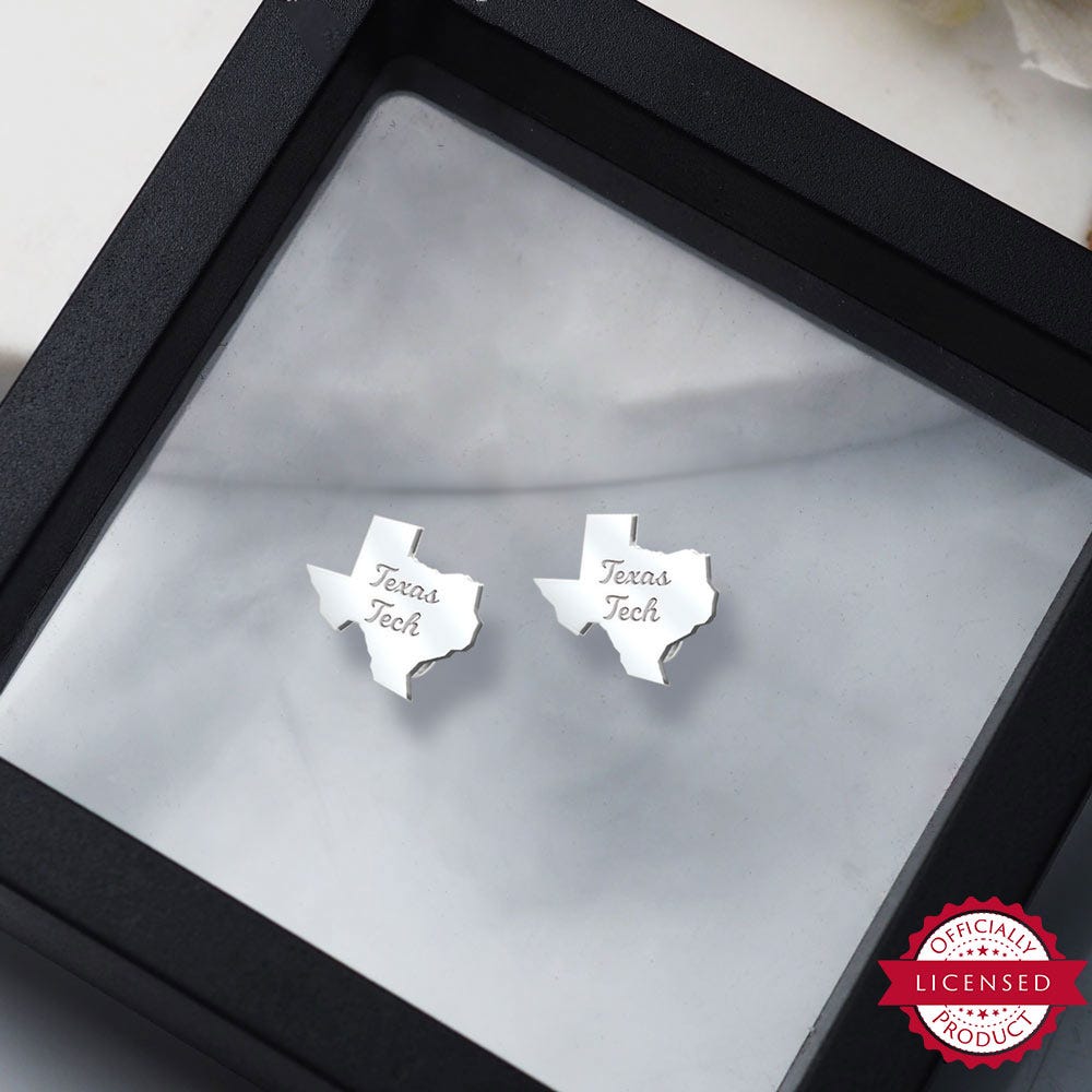 Pair Of Texas Tech Outline Script Earrings