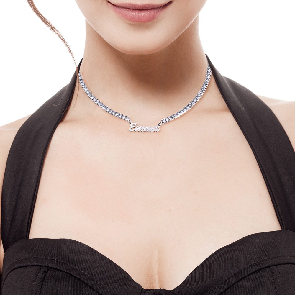 Personalized & Exclusive CZ Nameplate Necklace
