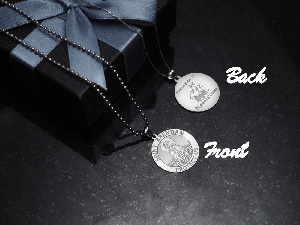 Saint Brendan Double Sided Navigator Round Religious Medal - "EXCLUSIVE"