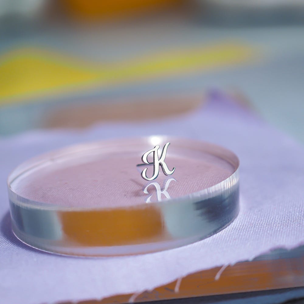 Pair of Initial Script Stud Earrings