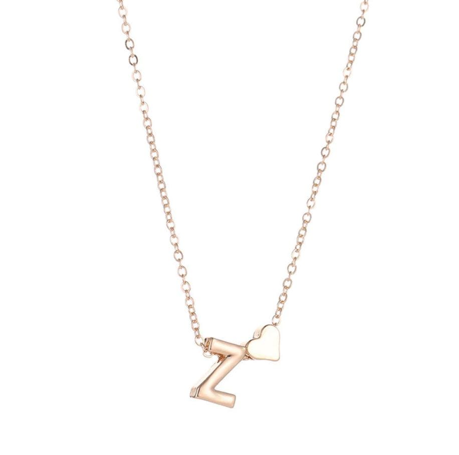 Petite Heart Initial Necklace with Chain