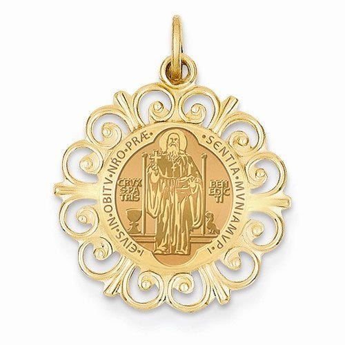 Saint Bendedict Double Sided Round Filigree Religious Medal  "EXCLUSIVE"