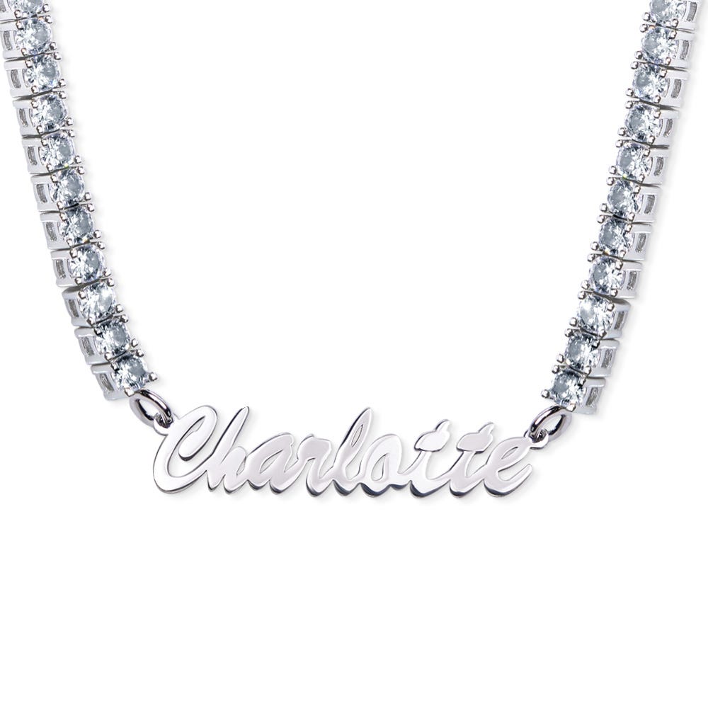 Personalized & Exclusive CZ Nameplate Necklace