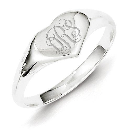 Sterling Silver Girl's Heart Signet Ring