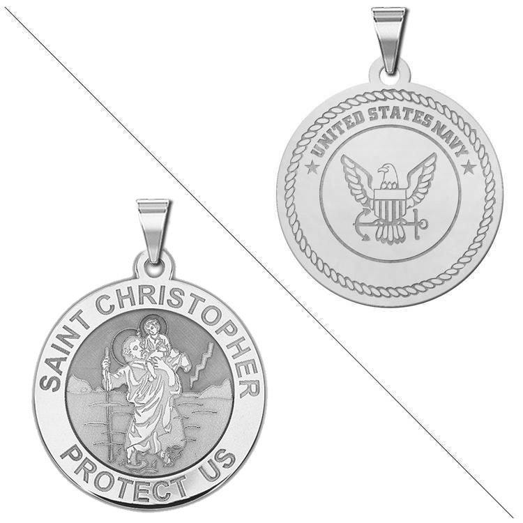 Saint Christopher Doubledside NAVY Religious Medal "EXCLUSIVE"