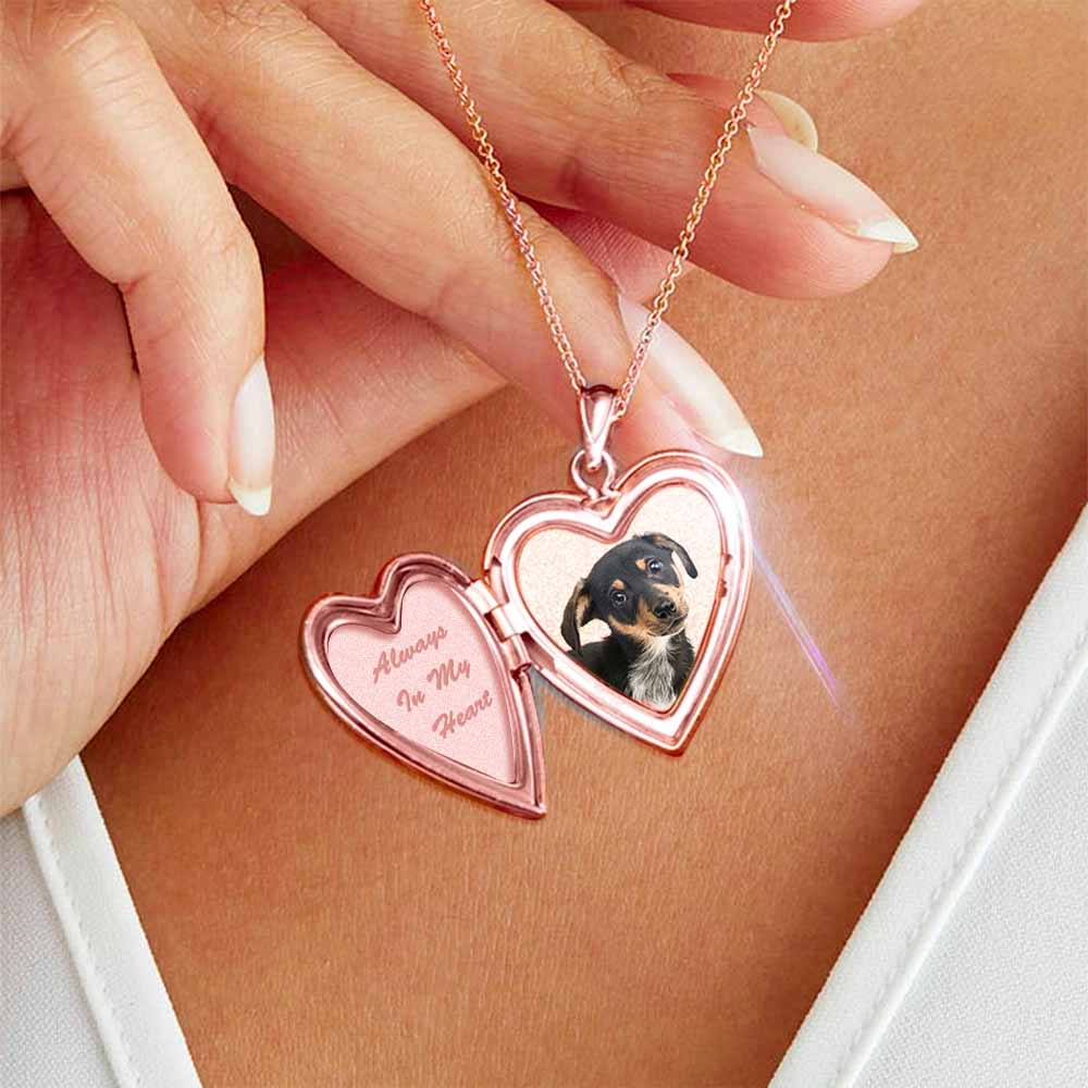Rose Gold Plated Floral Heart Photo Locket