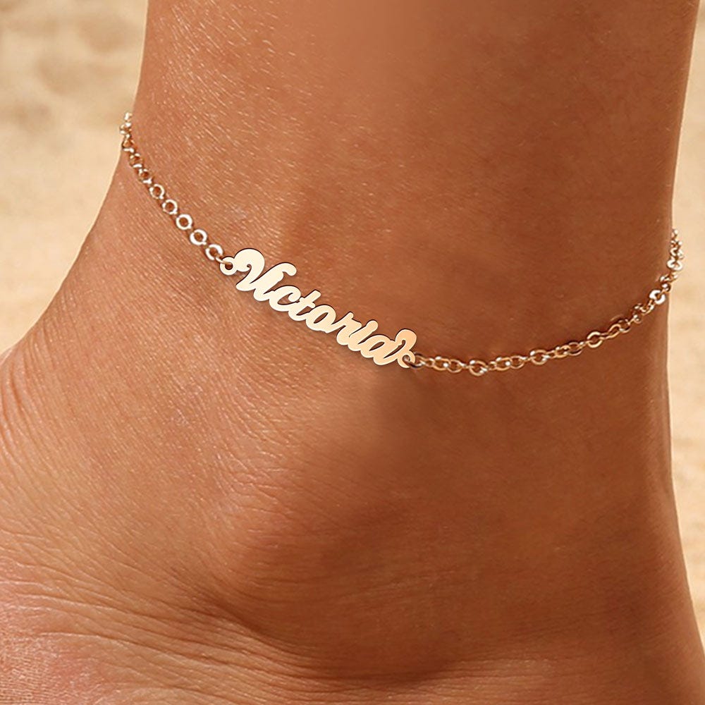 Exclusive Personalized Name Anklet / Ankle Bracelet- Adjustable Size