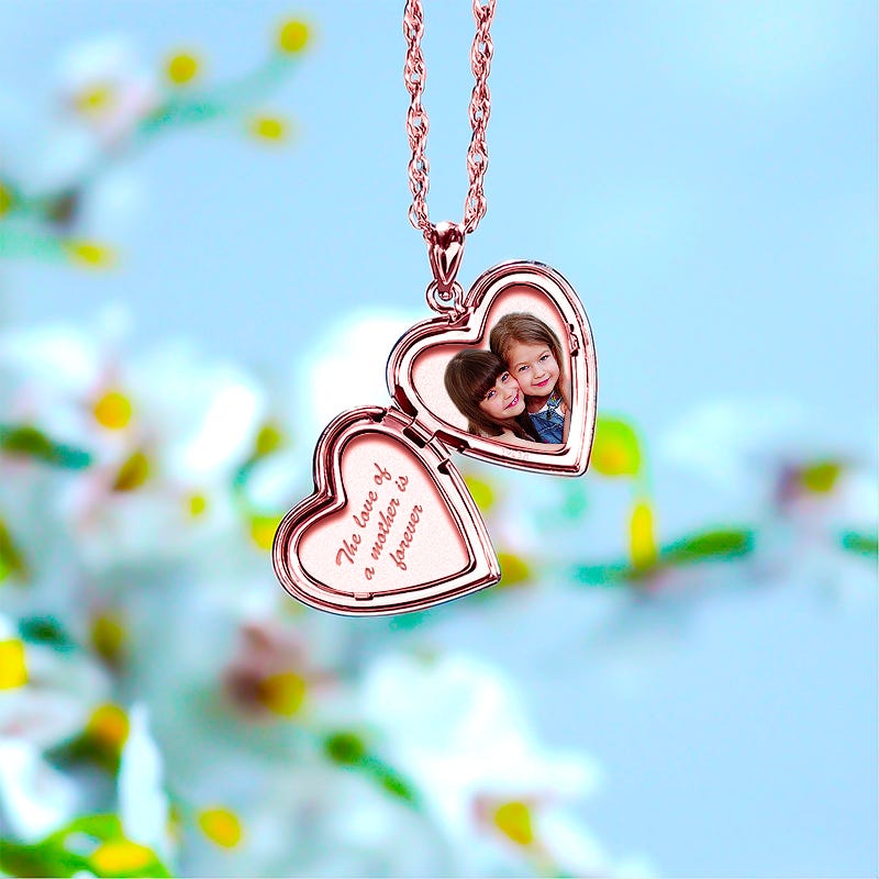 Rose Gold Nana Heart Photo Locket