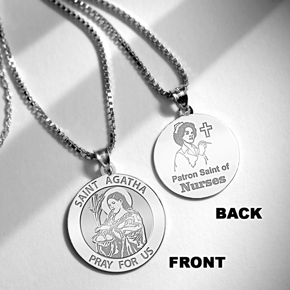 Saint Agatha "Nurse" Round Religious Medal  "EXCLUSIVE"