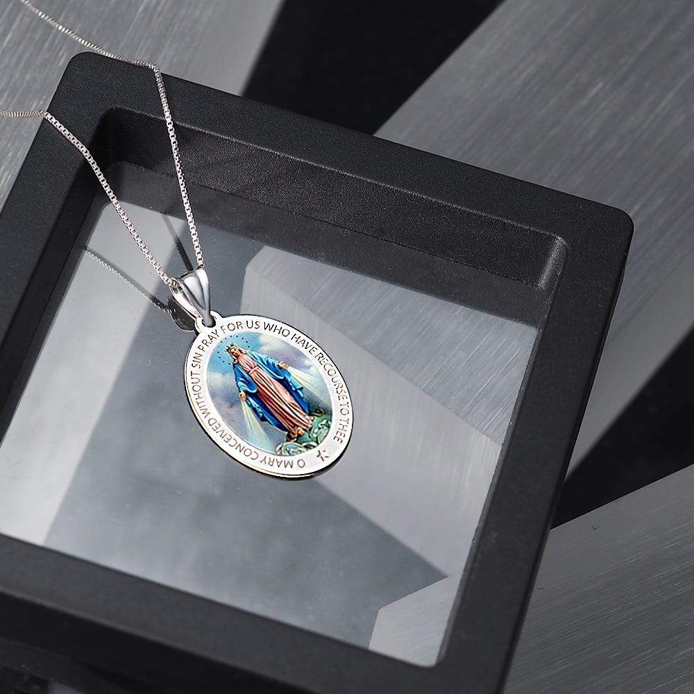 Miraculous Medal Exclusive Color Oval Pendant