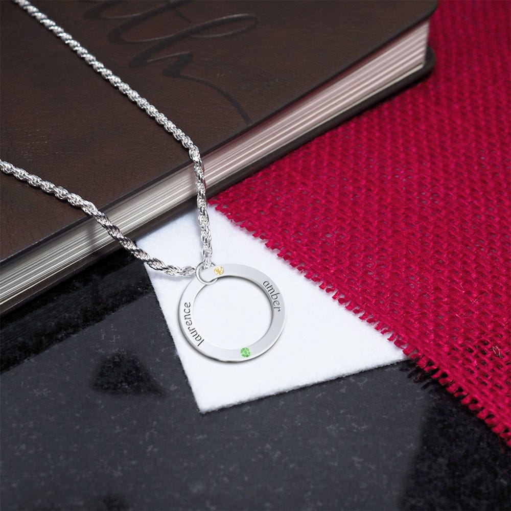 Personalized Two Birthstones Disc