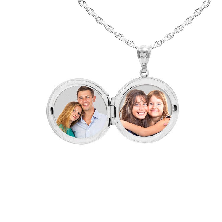 Sterling Silver Cubic Zirconia Round Photo Locket