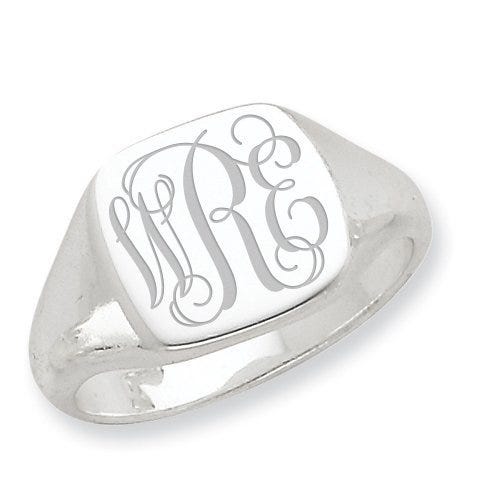 Sterling Silver Men's Square Solid Back Signet Ring