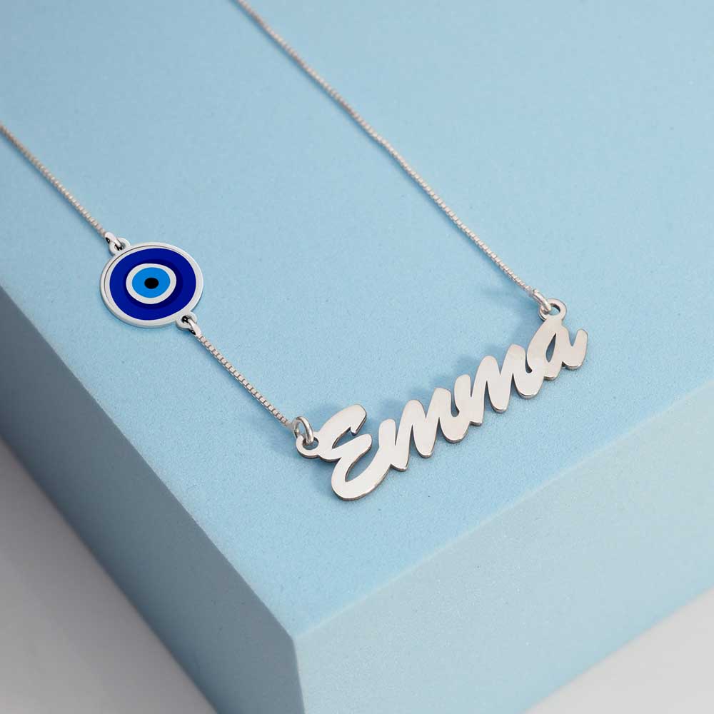 Evil Eye Custom Name Necklace
