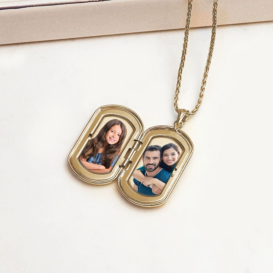 14k Gold Filled Dog Tag Photo Locket - 1 inch x 1-1/4 inch Gold Filled