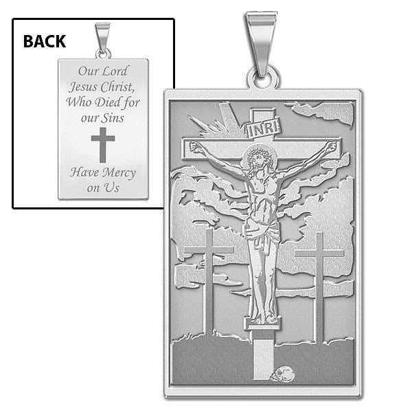 "The Crucifixion of Jesus" Doubled Sided Rectangle Religious Medal "EXCLUSIVE"