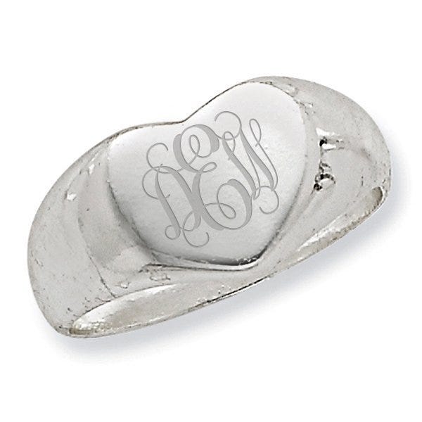 Sterling Silver Women's Heart Signet Ring