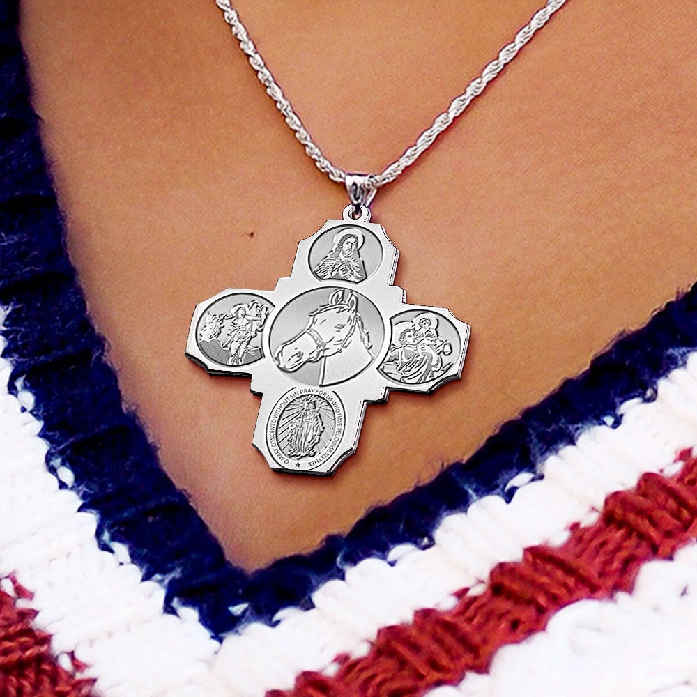 Four Way Cross - Equestrian Religious Medal  "EXCLUSIVE"