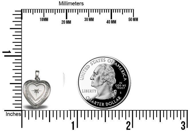 Sterling Silver Small Diamond Heart Photo Locket