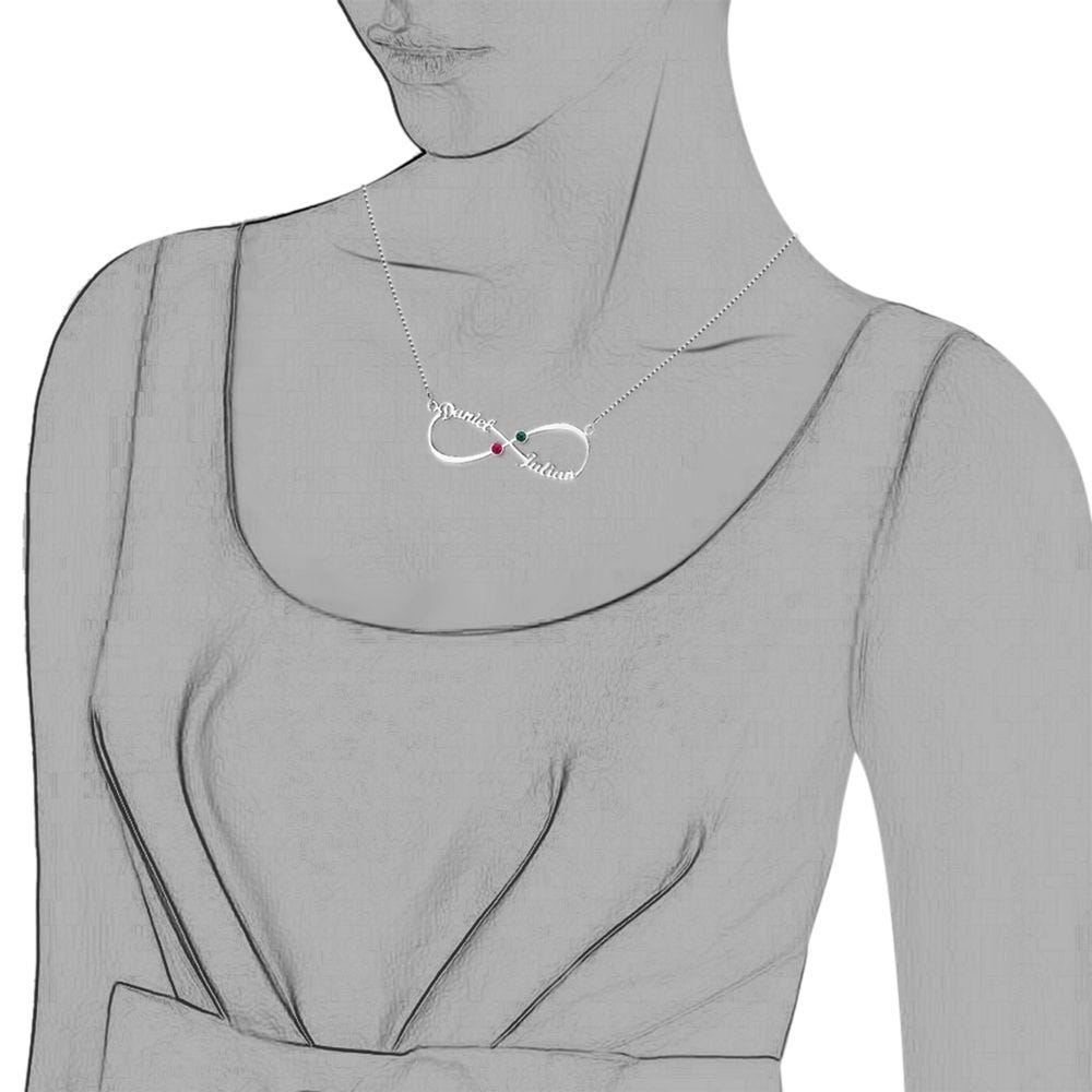 Infinity Name Necklace w/ 2 Names & Birthstones