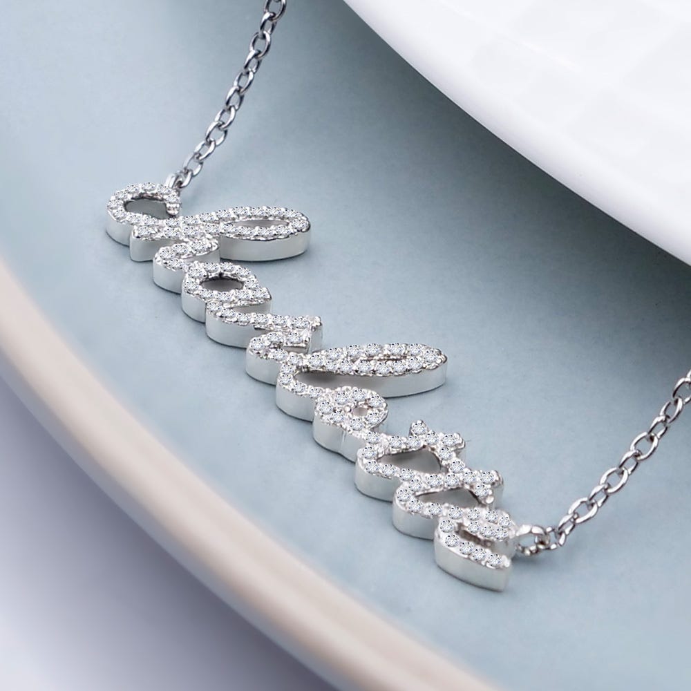 Script Diamond Name Necklace With Elegant Chain Included