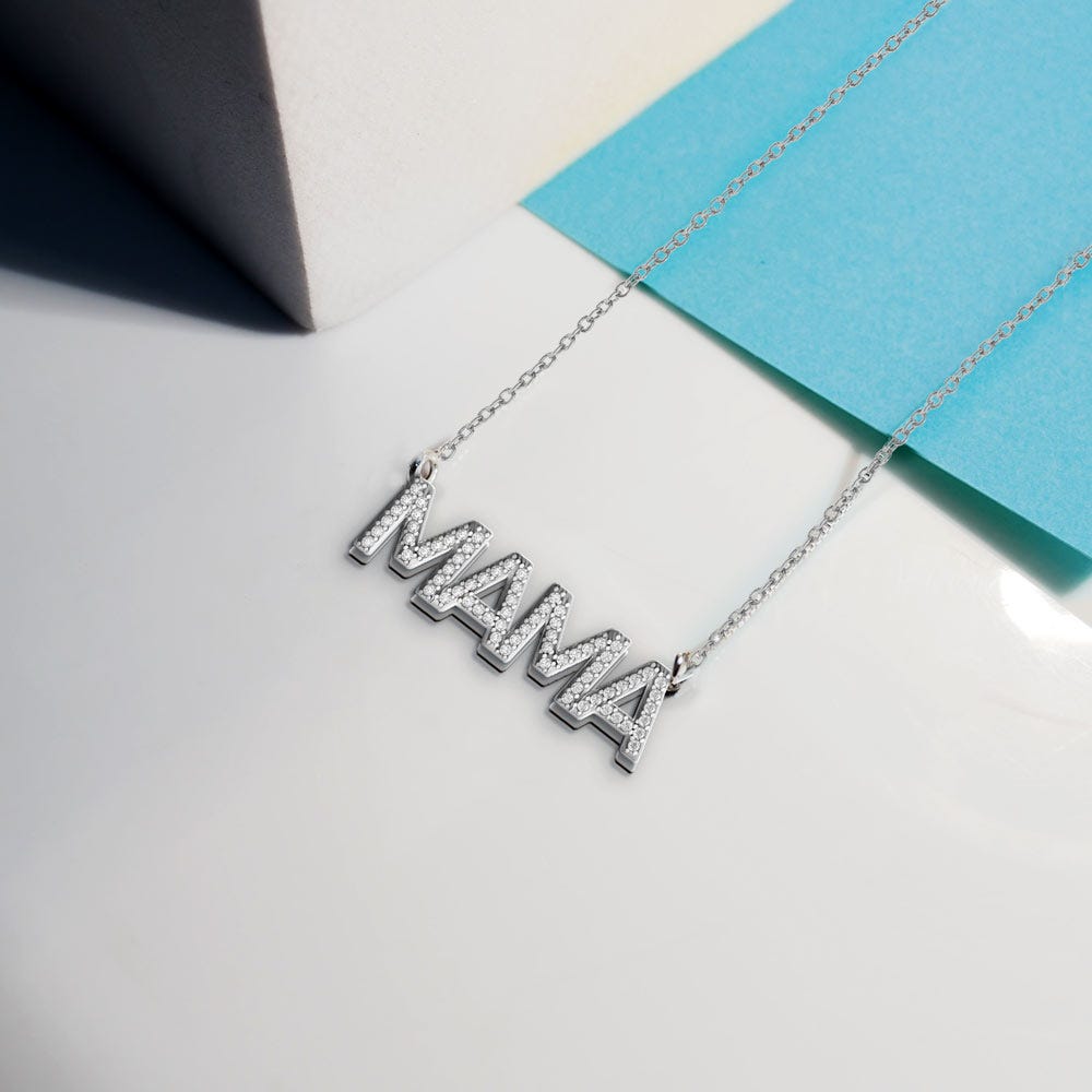 MAMA CZ Name Necklace with 18 Inch Chain Included