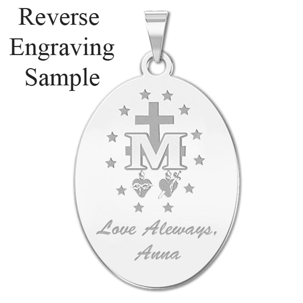 Sterling Silver Miraculous Medal Exclusive Color Oval Locket