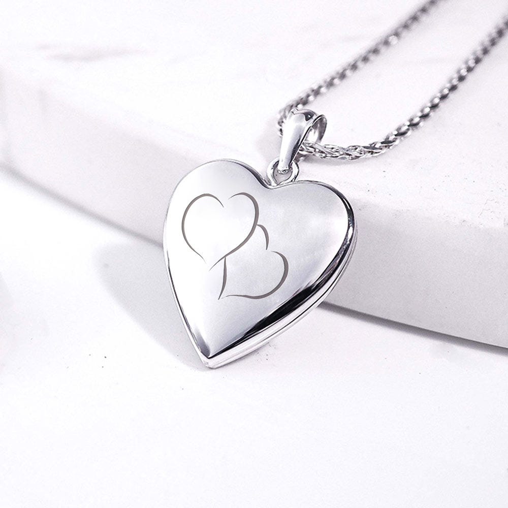 Sterling Silver Double Heart Photo Locket