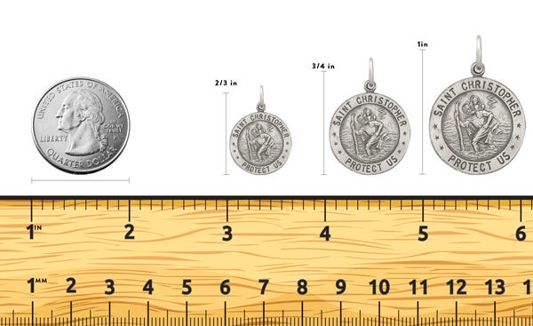 Sterling Silver Saint Christopher Double Sided Basketball Round Religious Medal