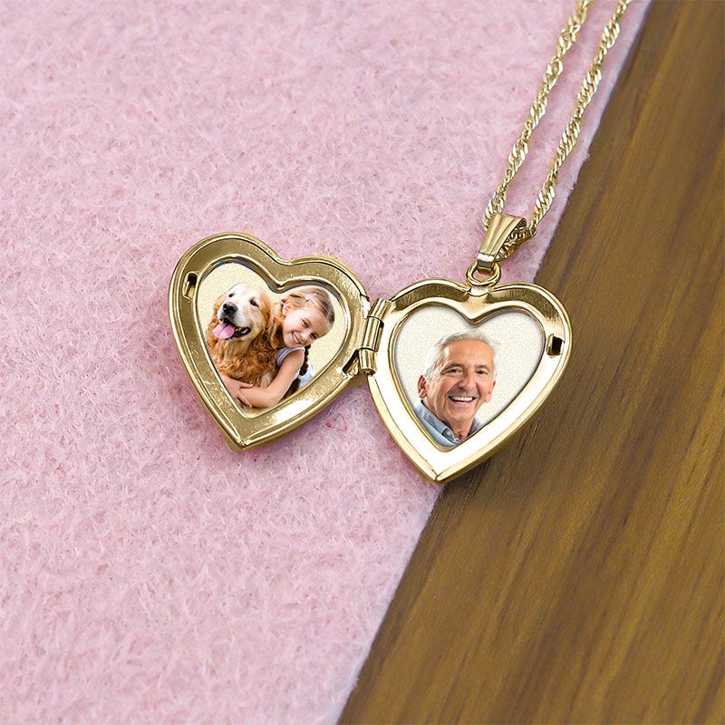14k Gold Filled Heart Floral Design Photo Locket