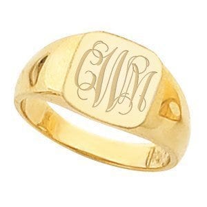 14K Gold Women's Square Signet Ring