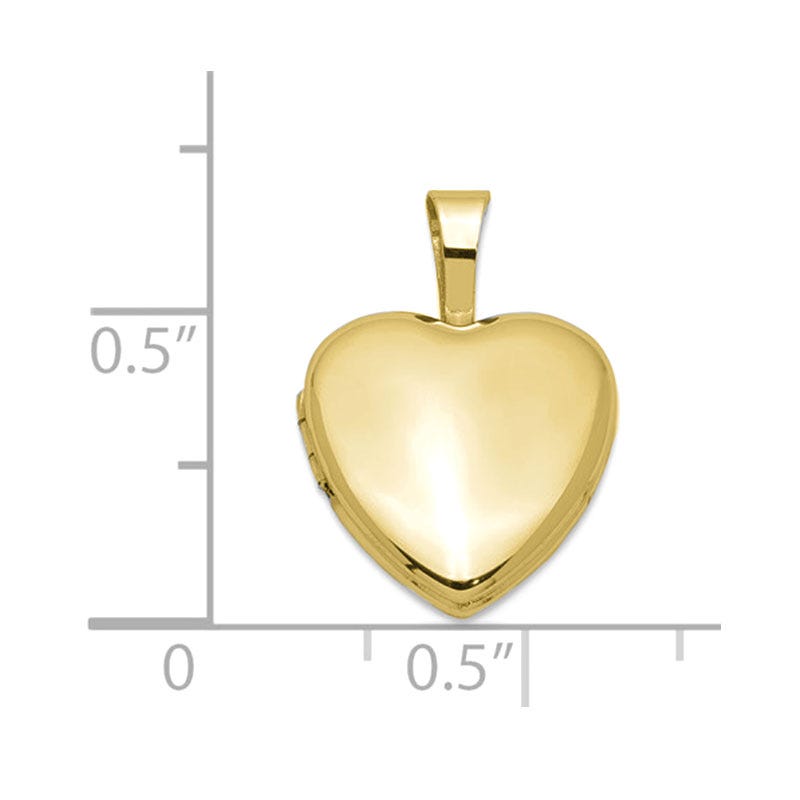 Solid 14k Yellow Gold Petite Heart Photo Locket