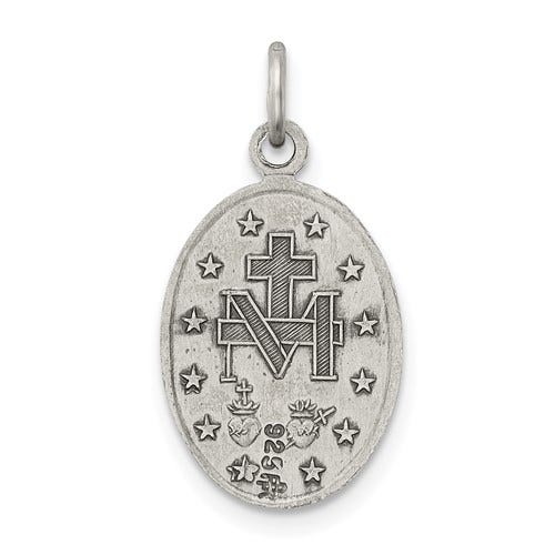 Sterling Silver Antiqued Miraculous Medal Pendant