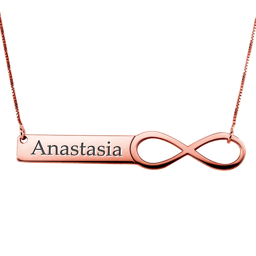 Personalized Infinity Name Bar Necklace w/ Chain Included