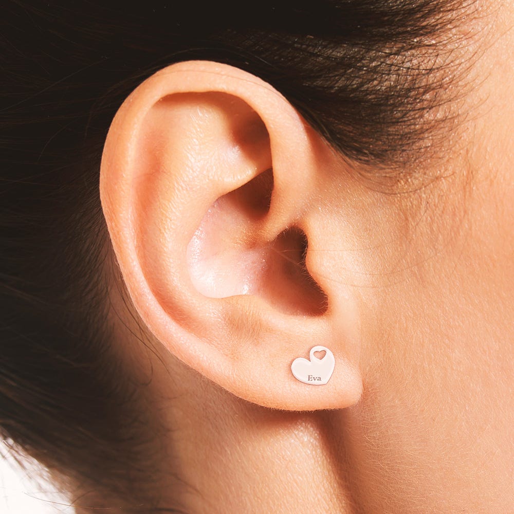 Personalized Dainty Minimal Heart Shaped Cut-Out Earrings