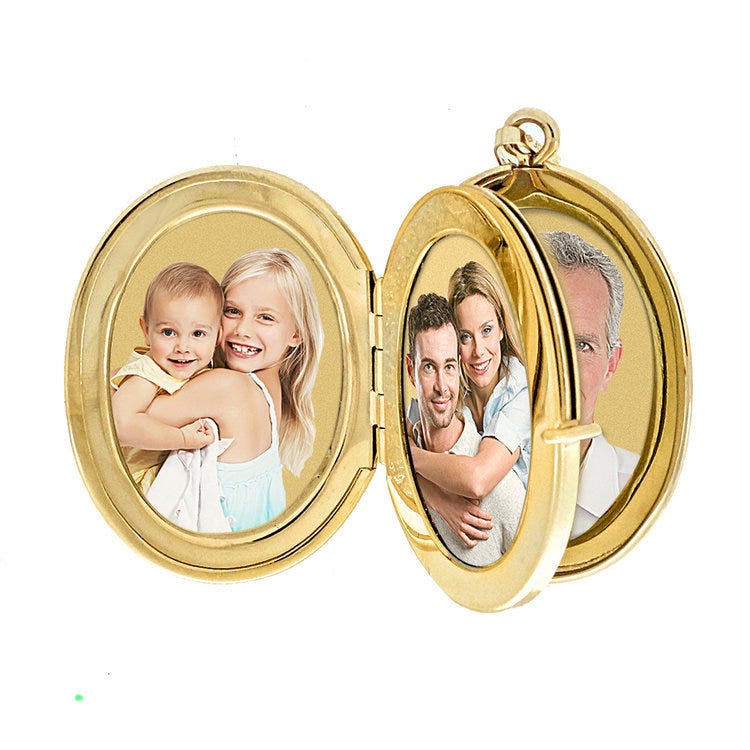 14K Yellow Gold Oval 4 Photo Locket