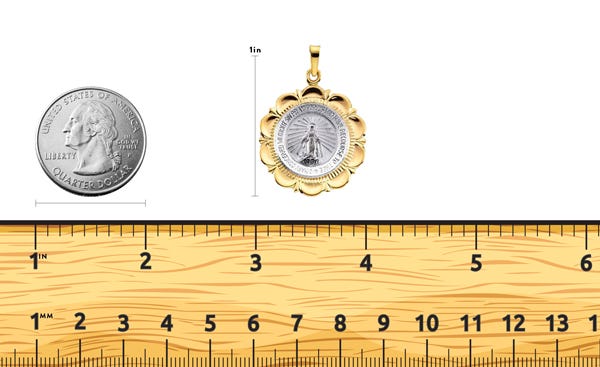 14K White and Yellow Gold (two tone) Miraculous Medal