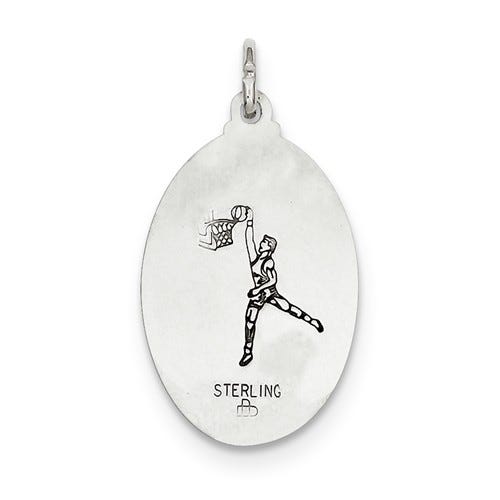 Sterling Silver Saint Christopher Double Sided Basketball Oval Religious Medal