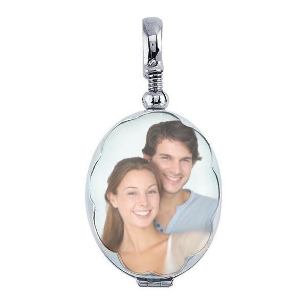 Sterling Silver Glass Oval Photo Locket