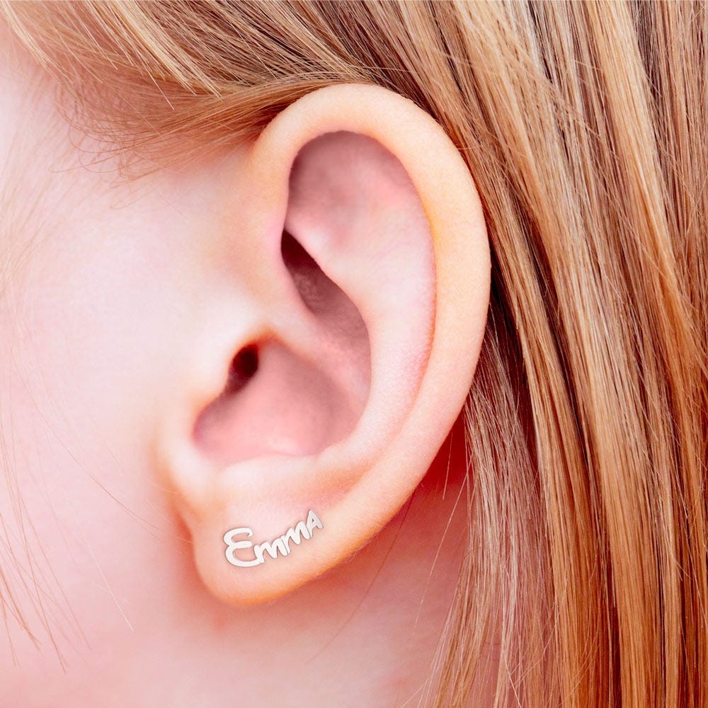 Pair Of Script  "Fairy Tale" Name Earrings