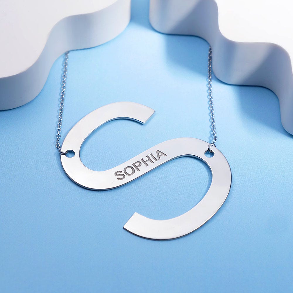 Big Initial Name Necklace with Chain Included