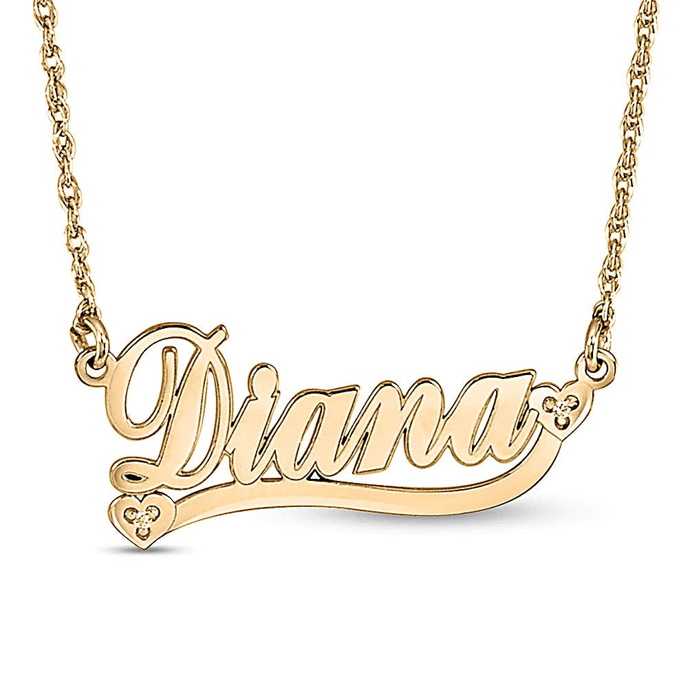 Diamond Heart Name Necklace