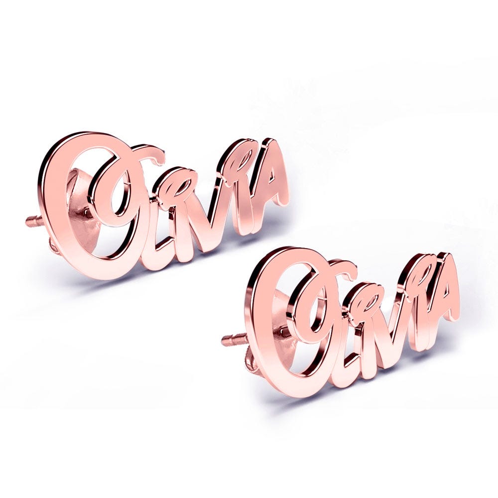 Pair Of Script  "Fairy Tale" Name Earrings