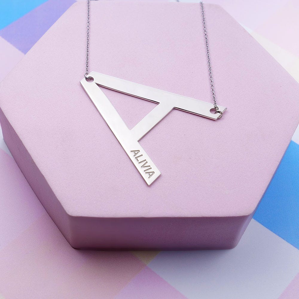 Big Initial Name Necklace with Chain Included