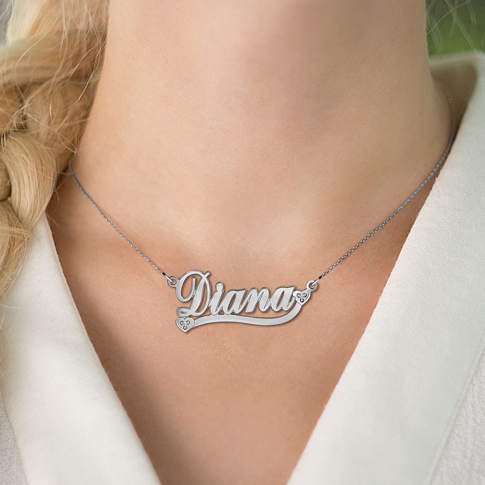 Diamond Heart Name Necklace