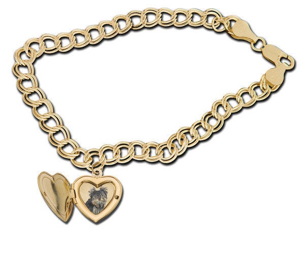 14K Yellow Gold Heart-Shaped "I Love You" Locket Bracelet