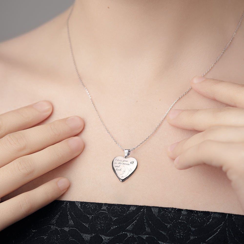 Sterling Silver "To The Moon & Back" Heart Photo Locket
