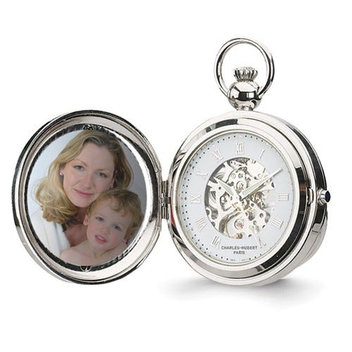Charles Hubert Double Engraving Photo Pocket Watch