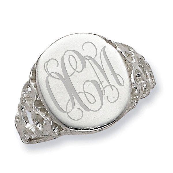Sterling Silver Women's Round Signet Ring